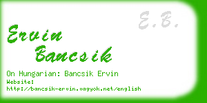 ervin bancsik business card